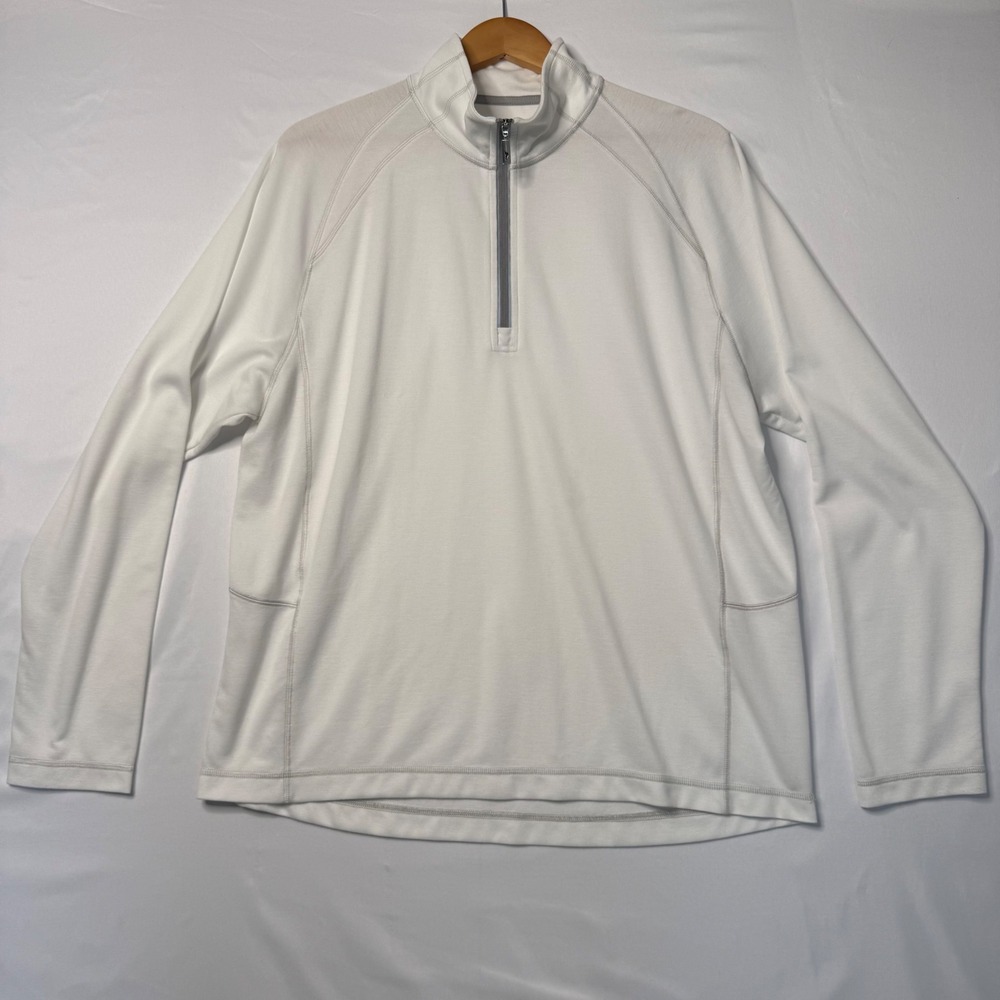Tommy Bahama Men's Large Qrt Zip Pullover White Ivory Performance Golf Coastal